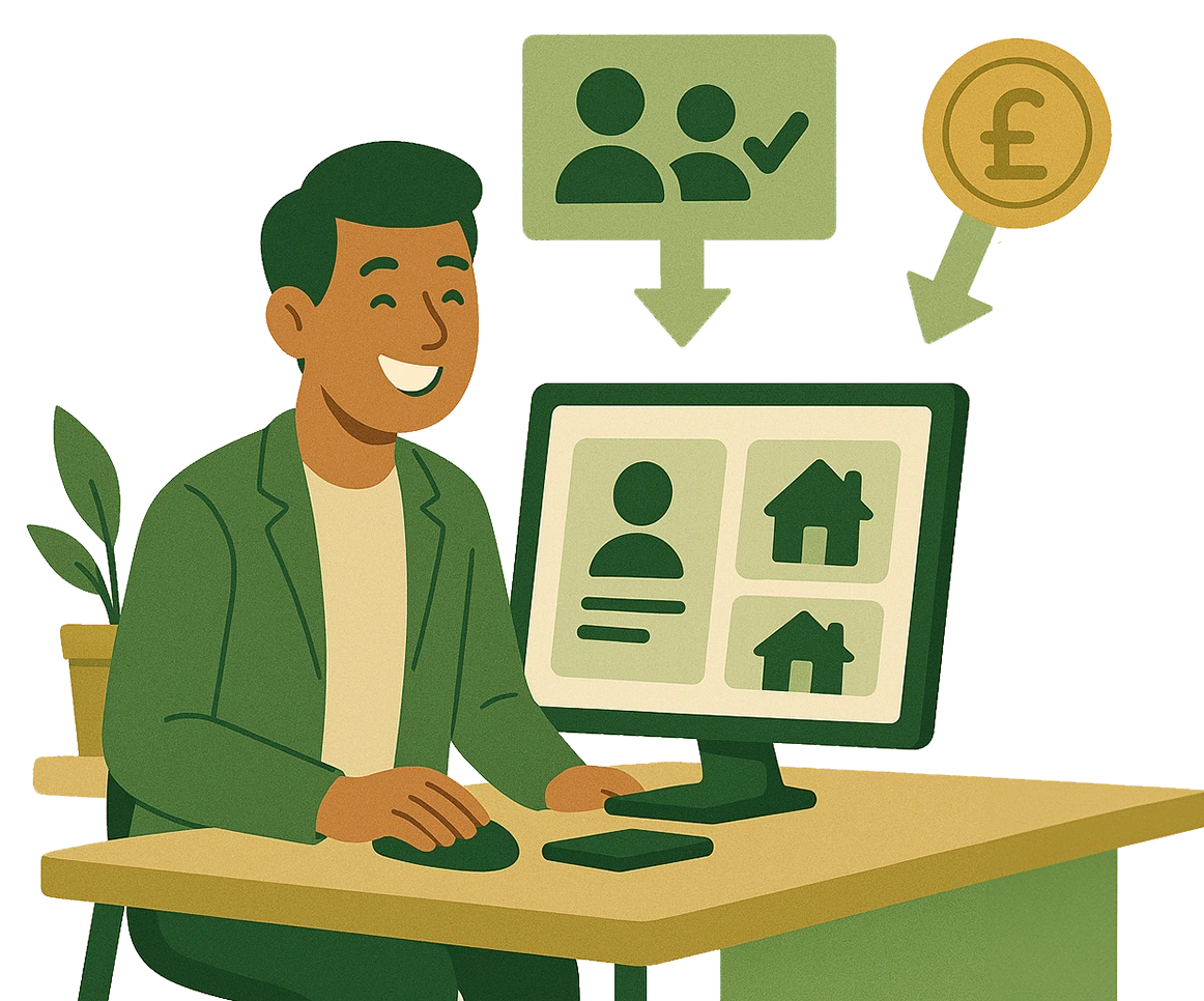 Professional estate agent in office