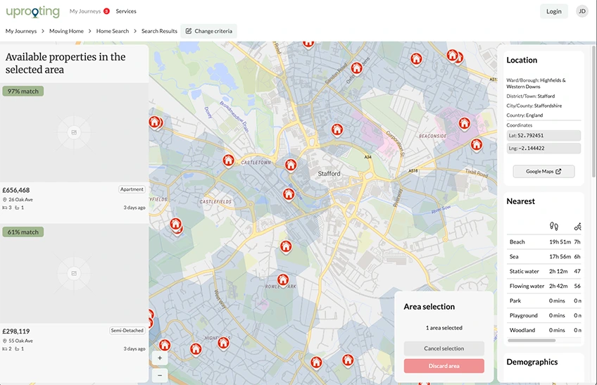 Advanced property search interface